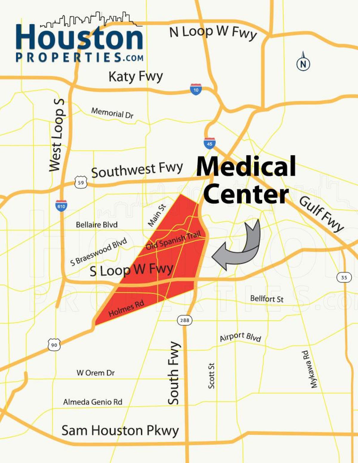 harta centrul medical Houston