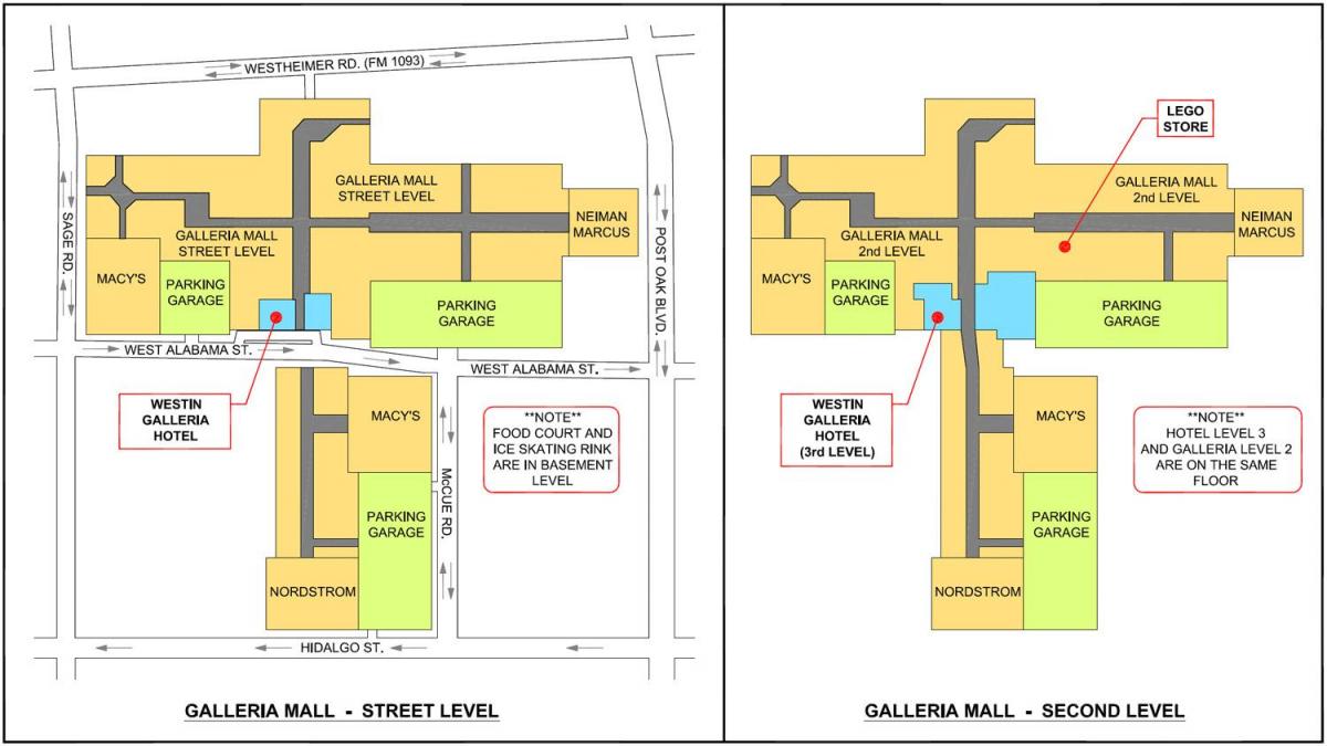 Houston Galleria mall hartă