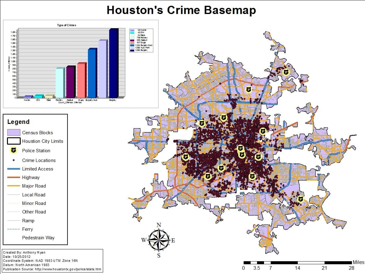 Houston rata criminalității hartă