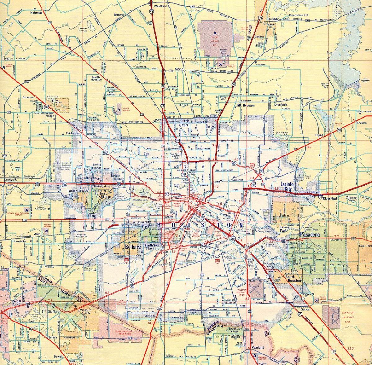 harta Houston autostrazi
