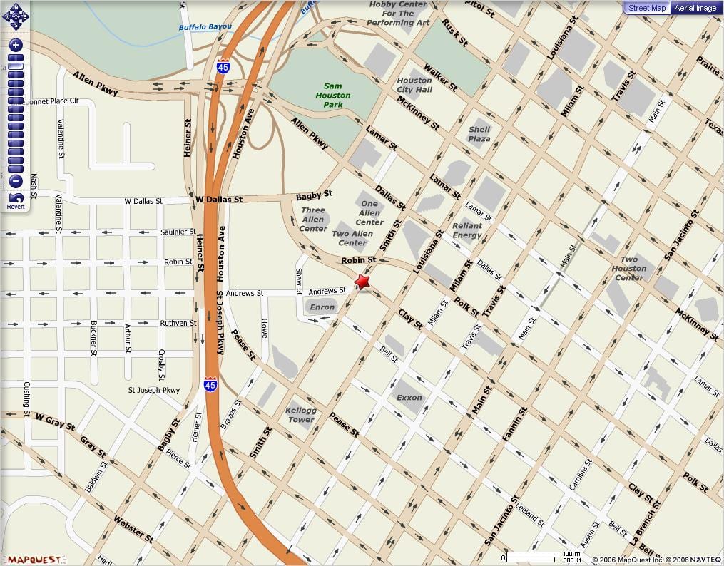 hartă din centrul orasului Houston