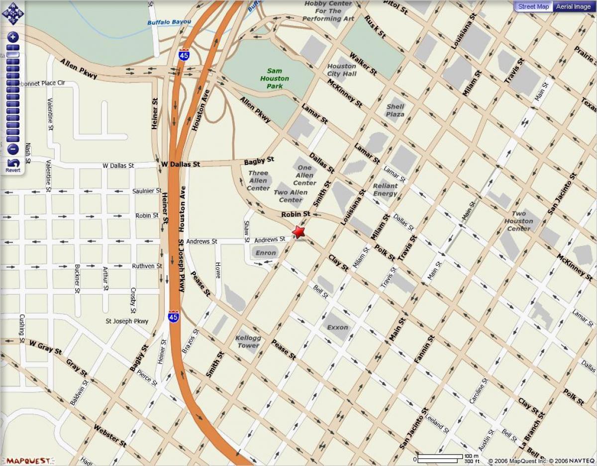 hartă din centrul orasului Houston