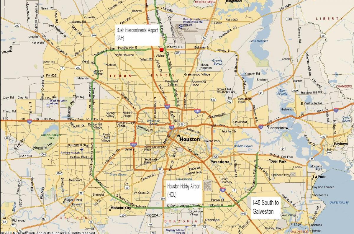 harta Houston zona de metrou