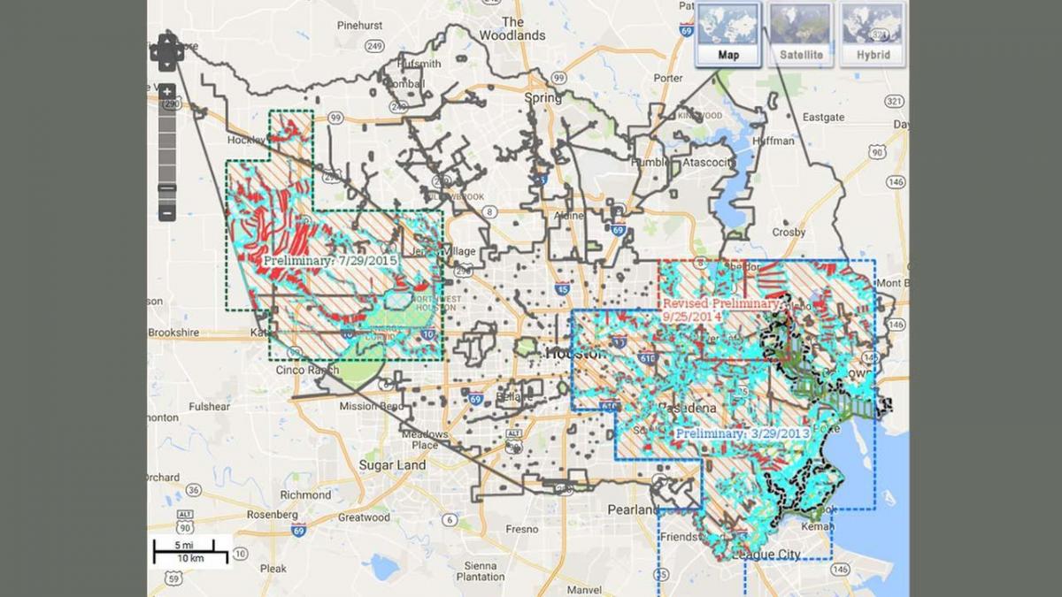 harta de inundații în Houston