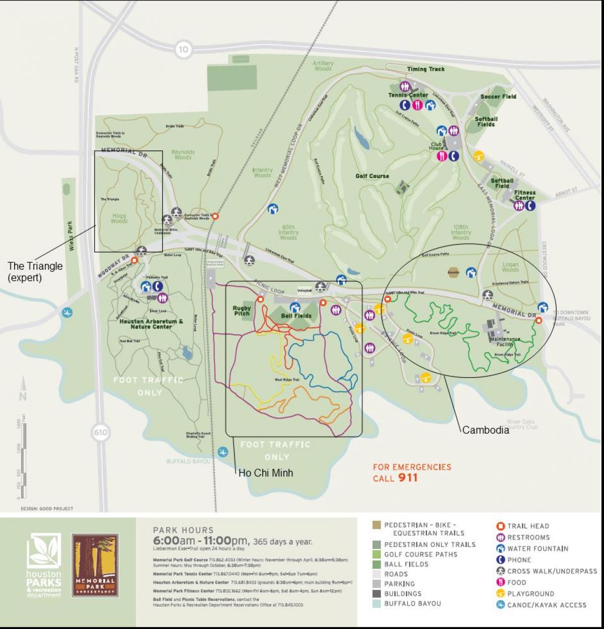 harta parcul Memorial Houston