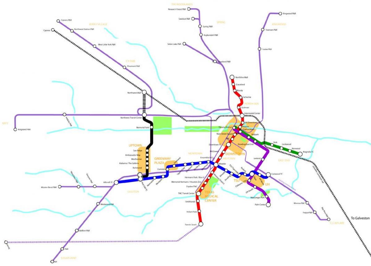 metro rail Houston hartă