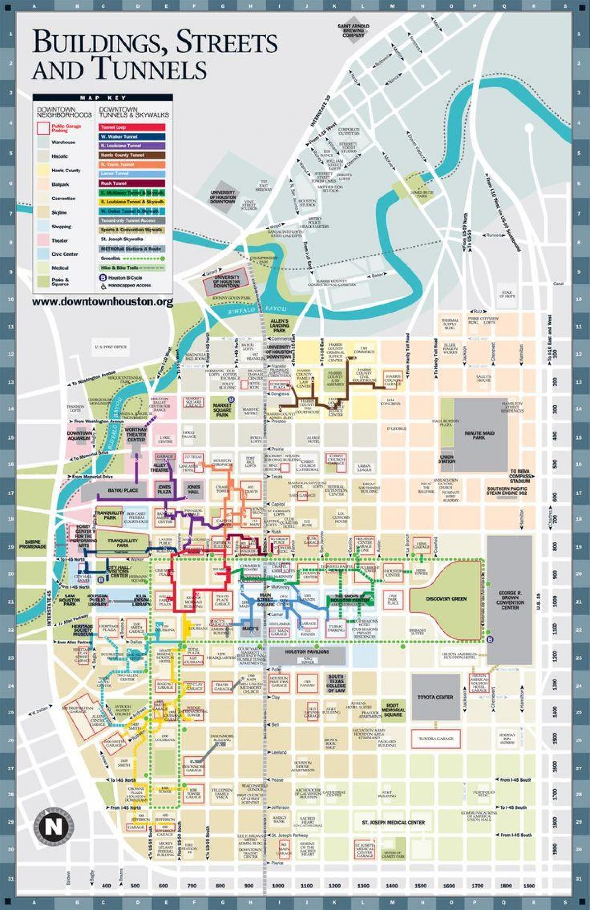 centrul orașului Houston tunel hartă