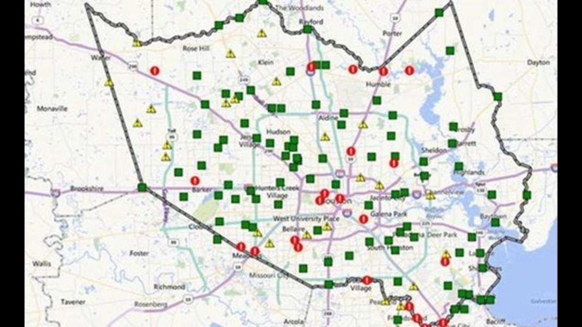 harta zonelor inundate din Houston