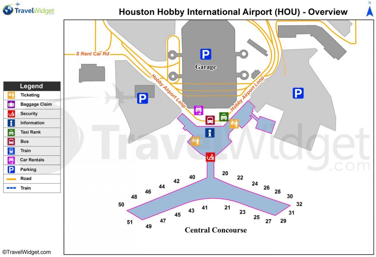 Houston aeroport terminal o hartă
