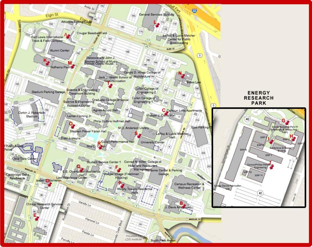 harta de la universitatea din Houston