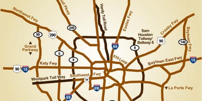 Harta de autostrăzi Houston