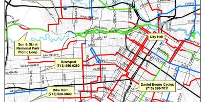 Trasee de biciclete Houston hartă