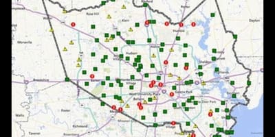 Harta zonelor inundate din Houston