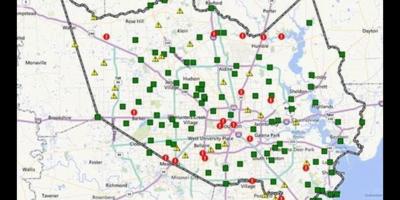 Harta zonelor inundate din Houston